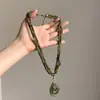 Collar Largo con Borla de Cuentas de Grava Verde para Mujer, Verano Dopamina, Cadena de Clavícula Colorida, Accesorios Multicapa