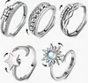 Anillo Giratorio de Plata Tailandesa para la Ansiedad Anillo para el Dedo Índice Multi-Círculo Cuentas de Transferencia Auspicioso Transferencia Moda Coreana Regalo para Novia