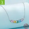 Colar Original Yinziyun de Prata Esterlina S925 Arco-Íris Colorido para Mulheres, Corrente de Clavícula Colorida e Brilhante com Zircônia, Presente de Aniversário