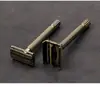 RZACLEA Navalha de Segurança Vintage de Lâmina Dupla, Design de Abertura Giratória com Cabeça de Liga de Zinco e Cabo de Cobre, Barbeador Manual Reutilizável com Lâmina Substituível para Depilação Masculina