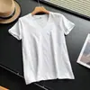 Roupas Femininas Estilo Japonês 2026 Primavera/Verão Novo Fio de Bambu Moda Casual Camiseta Gola V Manga Curta Algodão Camiseta Branca Camisa Base