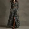 Comercio Exterior Transfronterizo 2026 Ropa Europea y Americana para Mujer, Nuevo Estilo de Verano Vestido Acampanado con Mangas de Linterna Estampadas Cuello Solapa Ceñido a la Cintura
