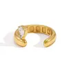Anillo de Zirconia de Acero Inoxidable Jieding Joyería de Acero de Titanio para Mujeres Anillo de Diamante de Oro de 18 Quilates Joyería al por Mayor Anillo de Lujo Ligero
