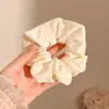 Pañuelo Cuadrado con Lunares Crema y Lazo, Goma para el Cabello para Mujer, Cuerda para el Cabello Versátil Estilo Bosque de Alta Gama, Banda de Goma Duradera, Diadema de Intestino Grueso