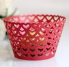 Exportación transfronteriza Amazon horneado decoración navideña borde hueco pastel vaso de papel rojo brillante amor papel soporte encaje