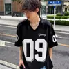 Vendas Diretas da Fábrica Transfronteiriças Uniformes de Rugby de Verão com Decote em V Malha Retrô Soltos Respiráveis Camisa Estampada Roupa Esportiva Tendência