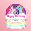Cartão de decoração de bolo de pônei, sobremesa de aniversário de menina, plug-in musical, adesivo de pudim