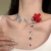 Colar de Franja com Flores Dopamina Coloridas de Primavera Design de Nicho Super Fada Personalidade Exquisita Colar Versátil