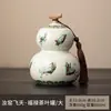 Bule de chá de porcelana azul e branco com design de videira de lótus, bule de chá em formato de cabaça de tamanho grande, recipiente hermético para armazenamento de chá a granel