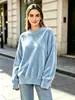 2026 Nuevo Color Sólido Holgado Casual Transfronterizo Europeo y Americano Superventas Sudadera de Terciopelo Dorado para Mujer Otoño e Invierno Más Terciopelo Cuello Redondo Manga Larga