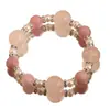 Cristal Rosa Natural Roxo Lítio Cinza Amor Mo Pulseira Rosa Pulseira de Cristal Rosa Feminina Modelo Feminino de Nicho com Contas de Transferência de Alta Qualidade