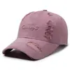 Boné de Baseball Bordado com Letras Desgastadas Estilo Europeu e Americano Transfronteiriço, Boné de Sol para Casal, Chapéu Versátil da Moda para Estilo de Rua