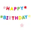 Banderines de Feliz Cumpleaños de Colores Estilo Coreano Guirnaldas de Fieltro con Estrellas de Colores Banderines de Decoración para Cumpleaños Infantiles