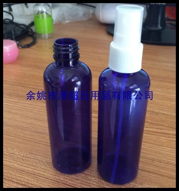 100ml 蓝色 圆肩细长pet 瓶 +喷头