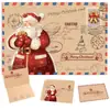 Tarjeta de felicitación navideña de piel de vaca retro, tarjeta de regalo de Navidad, linda tarjeta plegable de dibujos animados, tarjeta con mensaje de bendición con sobre