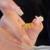 Anillo de ola color arena dorada pez hundido y ganso salvaje cuentas redondas multicapa anillo para dedo vivo de imitación de oro joyería de moda suministro directo de fabricantes femeninos