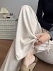 Calça Feminina Anchen Acetato Branco Lã Outono/Inverno 2026 Calça Wide-Leg com Efeito Drapê, Calça Casual Macia de Perna Reta