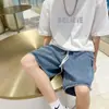 Shorts Jeans de Verão Masculino Tendência Finos Casuais Cintura Elástica Cinco Pontos Calças Retas Largas Calças Esportivas Cruzamento de Fronteira