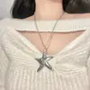 Collar con colgante de diseño de estrella de cinco puntas, estilo y2k, dulce, fresco, nicho