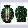 Comercio exterior transfronterizo St. Sudadera con capucha para hombre con impresión digital 3D del Día de San Patricio, serie de camuflaje, Verde