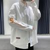 Camisas de Manga Comprida de Marca Moderna para Homens na Primavera e Outono Estilo Hong Kong Moderno Jaquetas Casuais Modernas, Camisas Soltas e Versáteis, Soltas e Confortáveis