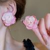 Pendientes de borlas de malla con flores y agujas de plata, frescos y dulces, estilo festivo costero, pendientes de moda que combinan con todo.