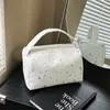 Bolsa de Maquiagem de Mão com Bolinhas e Estrelas, Estilo Coreano Simples e Elegante, Bolsa de Armazenamento de Artigos de Higiene Pessoal Leve, Tridimensional e de Grande Capacidade