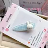 Presilha de cabelo fofa de coelho Miffy com estampa xadrez azul de desenho animado, presilha doce e feminina, adorável e delicada, versátil para franjas