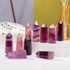 Cristal Natural Roxo Fluorita Polido à Mão Gema Seis Borda Single-pointed Coluna de Cristal Desktop Ornamentos de Cristal Decorativos Atacado