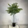 Planta de Banyan Simulada con Bordes Blancos en Maceta para Decoración Artificial de Interiores, Bonsái Artificial de Planta Verde de Pie, Adorno de Lujo Ligero de Alta Gama para Restaurante