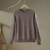 Novedad Otoño e Invierno Tejido de Cachemira para Mujer Suéter de Cuello Redondo Engrosado Color Sólido Simple Tejido Amigable con la Piel Camiseta Básica Holgada