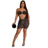 Vestido justo K2735 europeu e americano sexy com franjas e tiras de strass, transparente nos quadris
