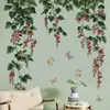 Mariposas Transfronterizas Volando Alrededor de Flores Rosas Pegatinas de Pared Dormitorio Sala de Estar Entrada Pared de Fondo PVC Autoadhesivo Removible