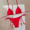 Nuevo Bikini Estilo Europeo y Americano Traje de Baño de Dos Piezas Color Sólido Simple Sexy Sin Espalda Traje de Baño Femenino Aliexpress Transfronterizo