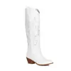 Botas de montar nuevas de otoño de comercio exterior europeas y americanas con punta fina, tacón grueso, bordadas con pedrería, tallas 40-43, botas largas de talla grande, zapatos vintage para mujer