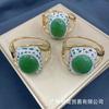 Pulsera Abierta de Piedra Grande en Forma de Anillo de Jade Malayo, Joyería Popular Transfronteriza, Joyería con Incrustaciones Más Vendida de Medio Oriente al Por Mayor