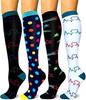 4 pares de calcetines deportivos de presión transfronterizos para mujer, calcetines de pantorrilla para saltar la cuerda, calcetines elásticos de compresión, venta al por mayor