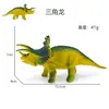 Una variedad de modelos de dinosaurios de simulación jurásica pintados de caucho blando grande juguetes para niños Dragón de Doble Corona Dragón cabeza hinchada transfronterizo