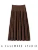 Elegante y fluido~Falda midi plisada de cintura alta 100% cachemira pura para mujer, falda plisada de color liso para otoño e invierno, que estiliza, por encima de la rodilla