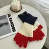 Guantes de Punto de Lana de Color Contrastante Cálidos para Otoño e Invierno, Guantes sin Dedos para Pantalla Táctil