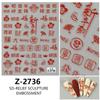 Redanco nuevo relieve 5D año nuevo fortuna suerte pegatinas de uñas puerta de la suerte pegatinas de uñas estéreo Z-2737