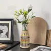 Vaso de Vidro Trançado de Palha Natural Transfronteiriço, Copo de Vidro de Escritório Puramente Trançado à Mão, Conjunto Trançado de Três Cores Atacado