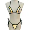 Ropa Íntima Sexy Transfronteriza Mini Traje de Baño Traje de Baño de Charol Bikini Sexy Transparente de Tres Piezas para Mujer Ebay