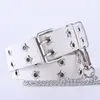 Cinturón informal coreano de estilo punk con diseño de estrella y doble hilera decorativa.