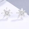 S925 Brincos de floco de neve românticos de prata esterlina com zircônia microincrustada Brincos coreanos Cruz Estrela Joias Moda Personalizada Mulheres