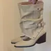 2026 Nuevas Botas de Ballet Desmontables de Doble Uso para Mujer, Zapatos Individuales Estilo Coreano con Lazo, Botas de Tacón Vintage para Pantorrilla Ancha Adelgazantes