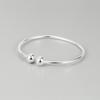 Pulseira de bola de prata esterlina 925 simples de estilo coreano feminino
