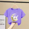 2129 # Camiseta 100% Algodón para Niñas Manga Corta Ropa de Verano para Niños Ropa Infantil Tops Holgados de Verano para Bebé Niña Verano