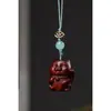 Corrente para Celular de Pau-Rosa, Sândalo Verde, Buxo, Pingente de Bolsa de Personagem e Animal, Acessórios Tecidos à Mão