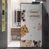 Película Adesiva para Janela de Vidro Fosco com Cobertura Total Anti-Espionagem Proteção de Privacidade Desenho Animado Translúcida mas Não Transparente Animal Sala de Estar